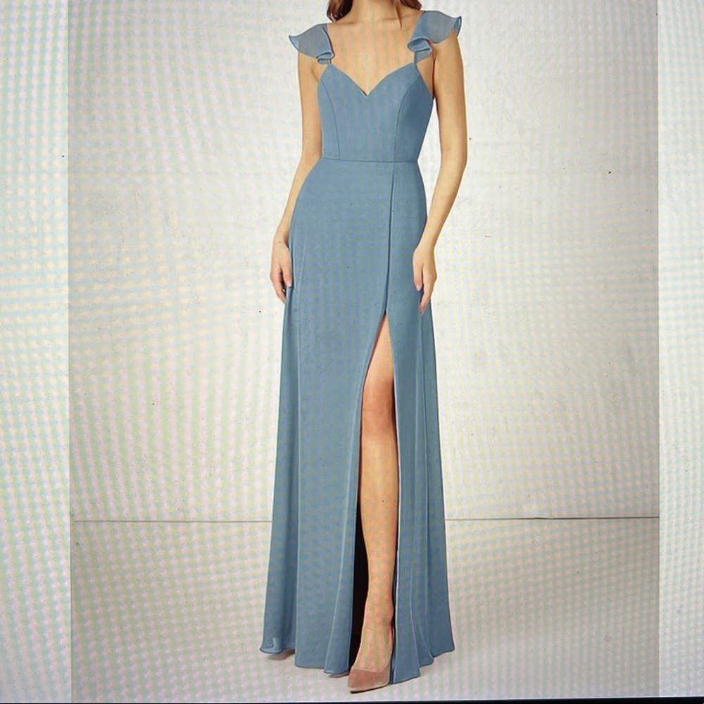Azazie Everett Bridesmaids Dress, Dusty Blue, Size 12